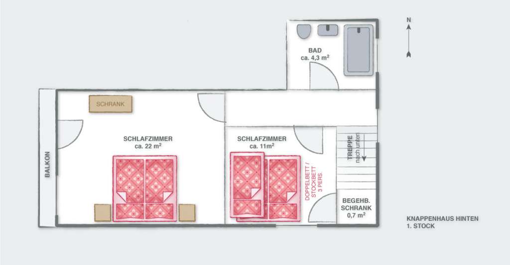 Reither Almen - Ferienwohnung Knappenhaus hinten - Obergeschoß